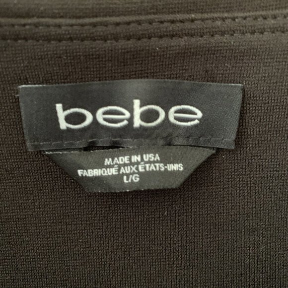 bebe Women's Tuxedo Black Tapered Leg Back Zip Flat Front Dress Pants Size L - Picture 3 of 11